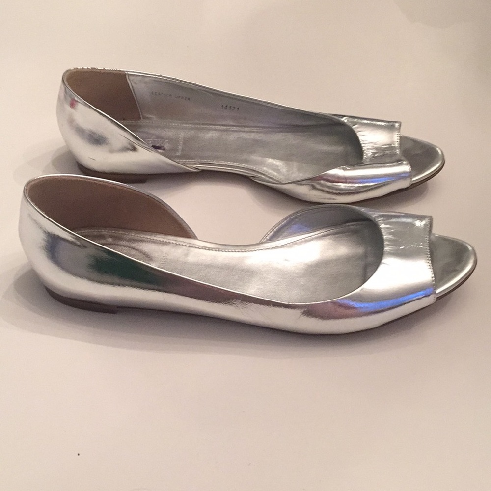 Silver jcrew cutout flats size 10